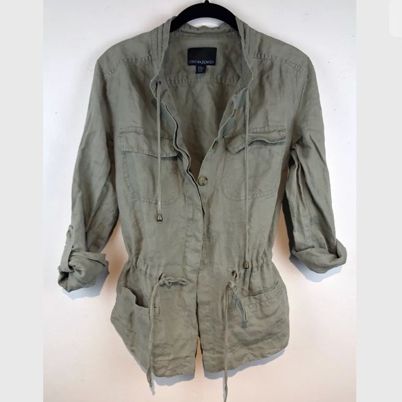 Cynthia Rowley Jackets & Blazers - Cynthia Rowley 100% Linen Green Utility Jacket XS
